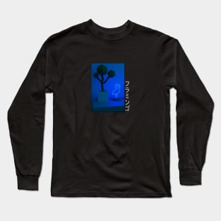 Neon Blue Flamingo Long Sleeve T-Shirt